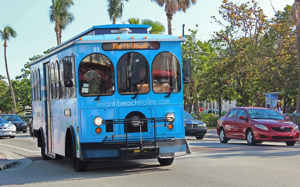 Free Trolley transportation in Miami Beach