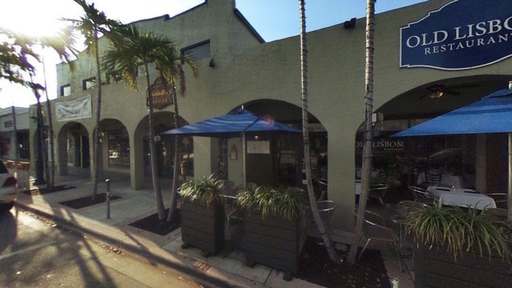 Entrance to portuguese restaurant Old Lisbon in Miami