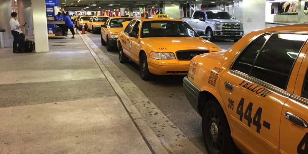 Yellow taxi station at Miami International Airport
