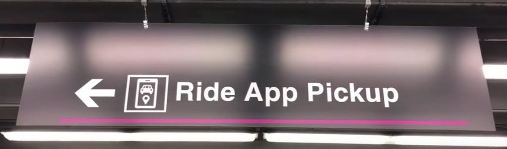 Rideshare App Pickup sign at MIA